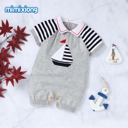 100% Cotton Baby Knitted Short Sleeve Romper 82W711