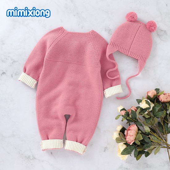 Mimixiong Baby Knitted Romper Hat 2pc Clothing Set 82W720-723