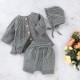 Mimixiong Baby Knitted Coat Shorts Hat 3pc Clothing Set 82W812-813-815