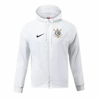 Corinthians Mens White Hooded Windrunner Soccer Jacket 2024