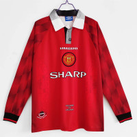 Manchester United FC Men Long Sleeve Home Retro Soccer Jersey 1996