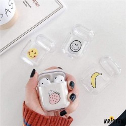 Smile Banana Strawberry Cute Hard Clear Protective Shockproof Case for Apple Airpods 1 & 2