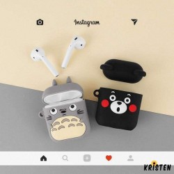 Totoro Black Bear Silicone Protective Shockproof Case for Apple Airpods 1 & 2