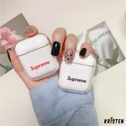 Supreme Style Logo Clear Hard Protective Shockproof Case for Apple Airpods 1 & 2