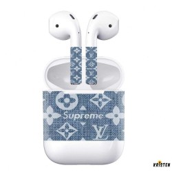 Supreme Luxury Style Jeans Airpods Skin Sticker Adhesive Protective Decal for Apple Airpods 1 &