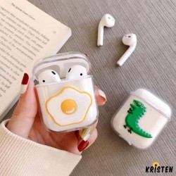 Sunny Egg Dinosaur Hard Clear Protective Shockproof Case for Apple Airpods 1 & 2