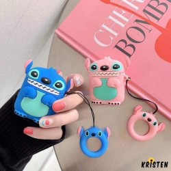 Stitch Cute Blue Pink Silicone Protective Shockproof Case for Apple Airpods 1 & 2
