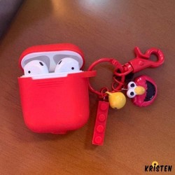 Sesame Street Style Elmo Cookie Silicone Protective Shockproof Case for Apple Airpods 1 & 2