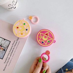 Sailor Moon Style Round Silicone Protective Shockproof Case for Apple Airpods 1 & 2