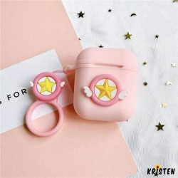 Sailor Moon Pink Star Silicone Protective Shockproof Case for Apple Airpods 1 & 2