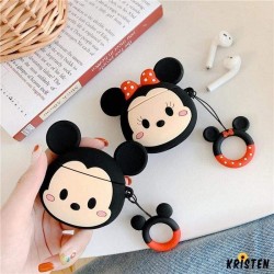 Disney Style Mickey Minnie Mouse Face Silicone Protective Shockproof Case for Apple Airpods 1 &