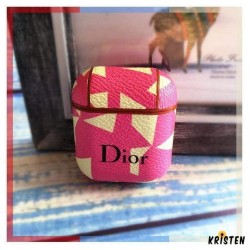 Dior Style Geometric Leather Protective Shockproof Case for Apple Airpods 1 & 2