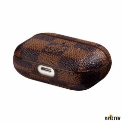 Damier Brown Luxury Leather Protective Case for Apple Airpods Pro