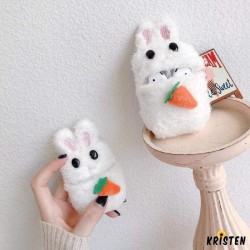 Cute Rabbit Carrot Furry Protective Case for Apple Airpods 1 & 2