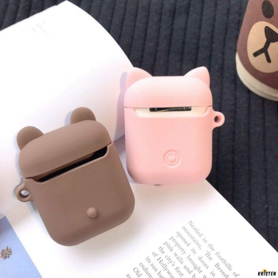 Cute Piggy Bear Line Silicone Protective Shockproof Case for Apple Airpods 1 & 2