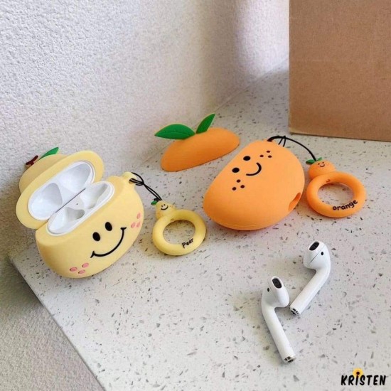 Cute Pear Peach Watermelon Orange Silicone Protective Shockproof Case for Apple Airpods 1 & 2
