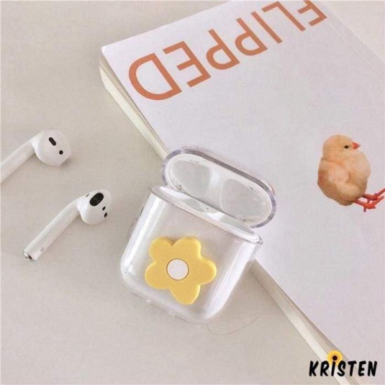 Cute Flower Floral Hard Clear Protective Shockproof Case for Apple Airpods 1 & 2