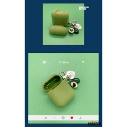 Cute Avocado Green Silicone Protective Shockproof Case for Apple Airpods 1 & 2