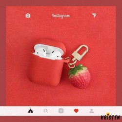 Cute 3d Strawberry Red Silicone Protective Shockproof Case for Apple Airpods 1 & 2