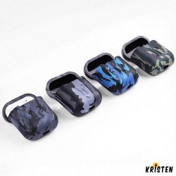 Camouflage Airpods Silicone Tpu Protective Shockproof Case with Carabiner for Apple Airpods 1 &
