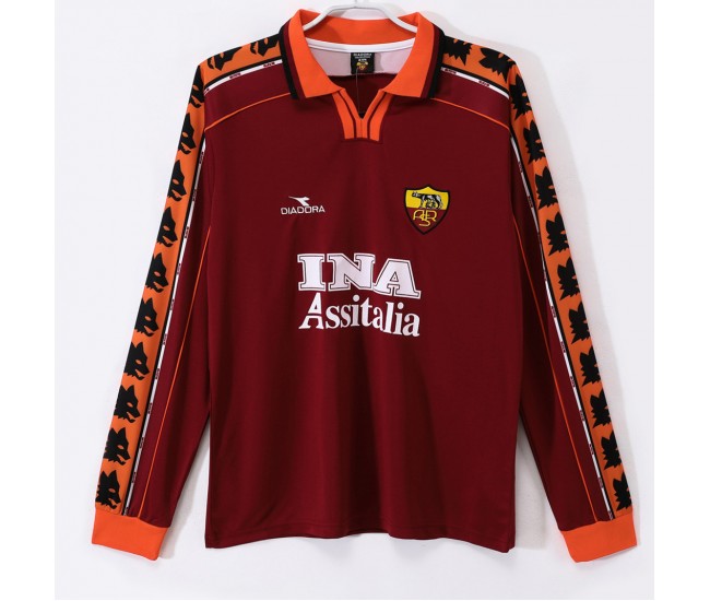 AS Roma Mens Home Long Sleeve Soccer Jersey 1998
