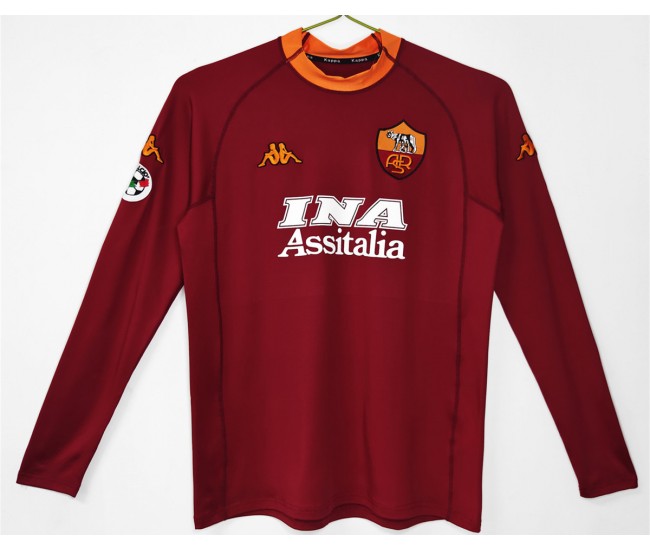 AS Roma Mens Home Long Sleeve Soccer Jersey 2001