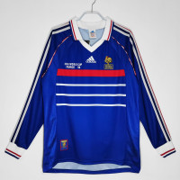 France Men Long Sleeve Home Retro Soccer Jersey 1998