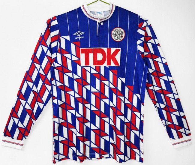 AFC AJAX Men Away Long Sleeve Retro Soccer Jersey 1989