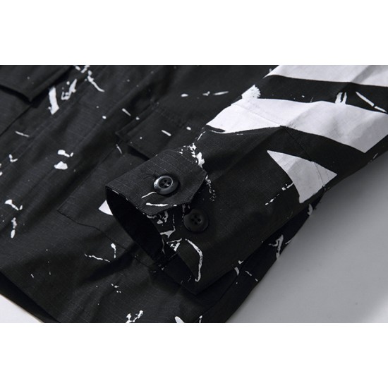 2019 SS OFF-WHITE Marble Pattern Men's Jacket Black