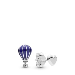 Blue Hot Air Balloon & Heart Stud Earrings