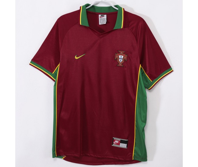 Portugal Men Home Retro Soccer Jersey 1998