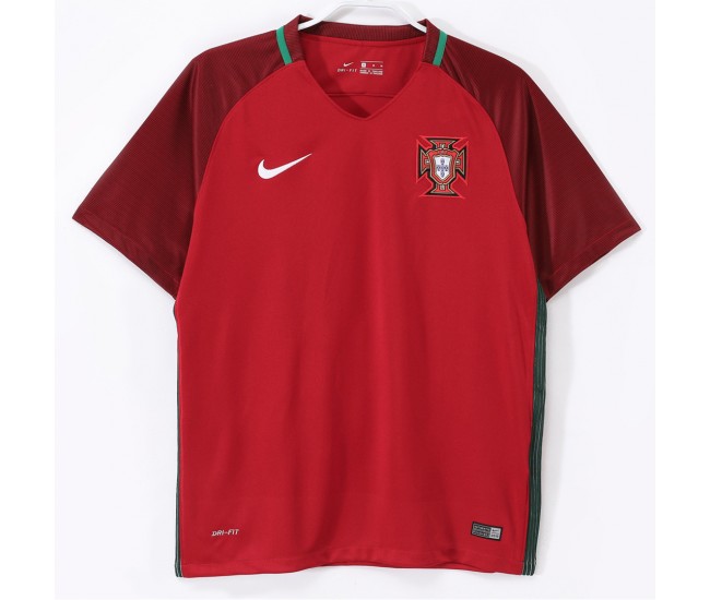 Portugal Men Home Retro Soccer Jersey 2016