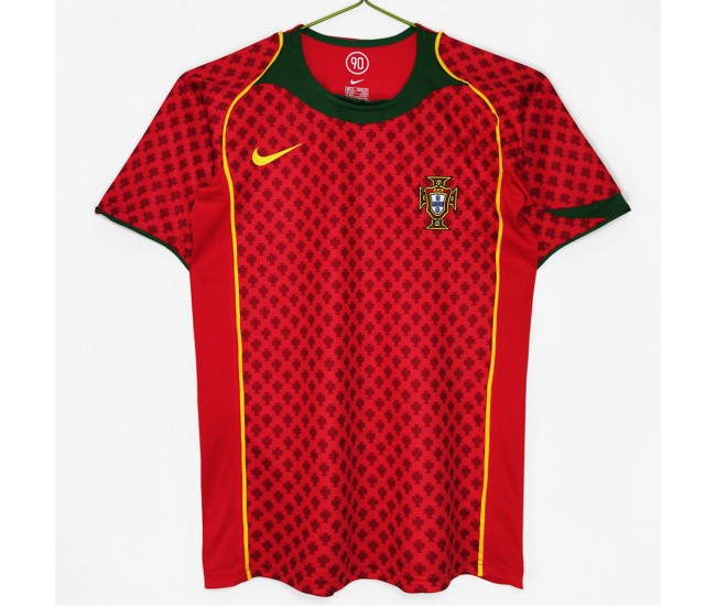 Portugal Men Home Retro Soccer Jersey 2004
