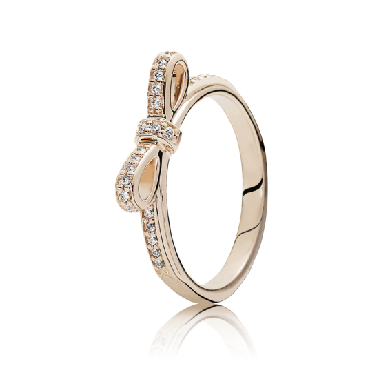 Pandora Sparkling Bow Ring, PANDORA Rose™ & Clear CZ