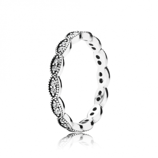 Pandora Sparkling Leaves Stackable Ring, Clear CZ
