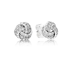 Pandora Sparkling Love Knots Stud Earrings, Clear CZ