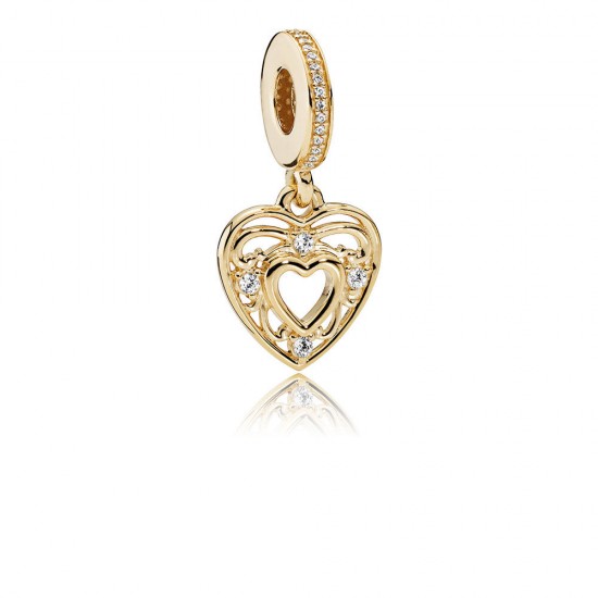 Pandora Romantic Heart, 14K Gold & Clear CZ