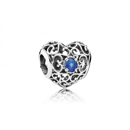 Pandora December Signature Heart, London Blue Crystal
