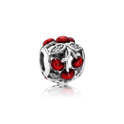 Pandora Sweet Cherries, Glossy Red Enamel & Clear CZ