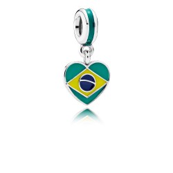 Pandora Brazil Heart Flag, Mixed Enamels