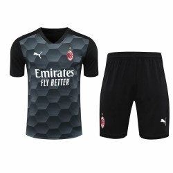 Associazione Calcio Milan Men Goalkeeper Short Sleeve Football Training Kit Black 2024 