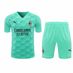 Associazione Calcio Milan Men Goalkeeper Short Sleeve Football Training Kit Cyan 2024 