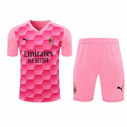 Associazione Calcio Milan Men Goalkeeper Short Sleeve Football Training Kit Pink 2024 