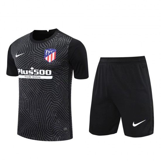 Atlético De Madrid Men Goalkeeper Short Sleeves Football Suit Black