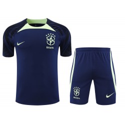 Brazil National Football Team Men Short Sleeves Football Suit Dark Blue 2023