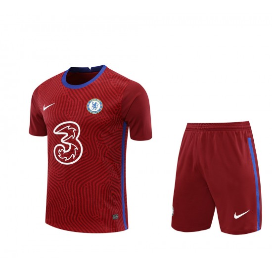 Chelsea FC Men Goalkeeper Short Sleeves Football Kit Wine Red