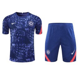 Chelsea FC Men Short Sleeves Football Set With Zipper Pocket Purple