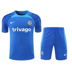 Chelsea FC Men Short Sleeves Football Suit Blue 2023