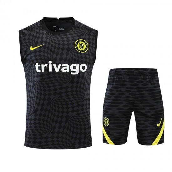 Chelsea FC Men Vest Sleeveless Football Kit Black 2023