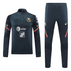 Club América Men Long Sleeves Half Zip Football Kit Black